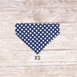Navy & White Polka Dot Pet Bandana- Fits Over Collar 4 Sizes Available
