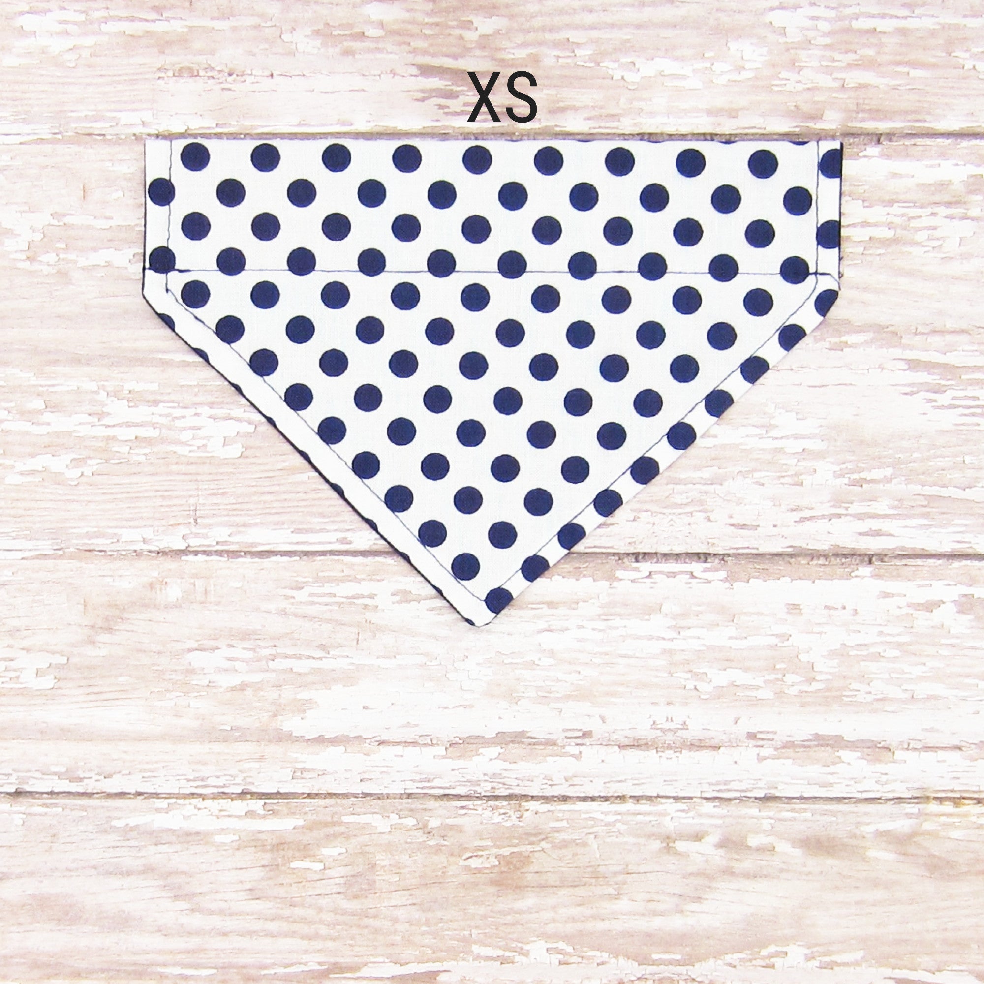 White & Navy Polka Dot Pet Bandana- Fits Over Collar 4 Sizes Available