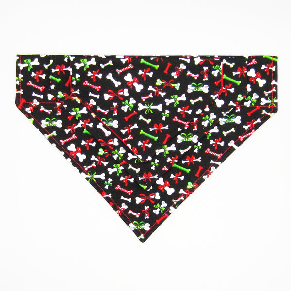 Christmas Dog Bones Pet Bandana- Fits Over Collar 4 Sizes Available