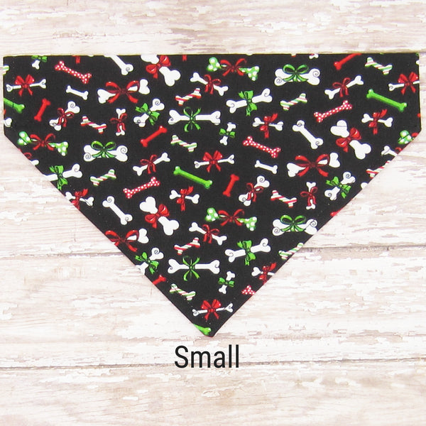 Christmas Dog Bones Pet Bandana- Fits Over Collar 4 Sizes Available
