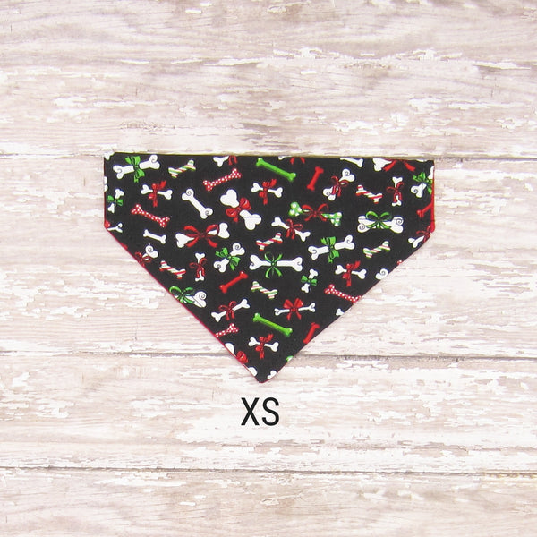 Christmas Dog Bones Pet Bandana- Fits Over Collar 4 Sizes Available