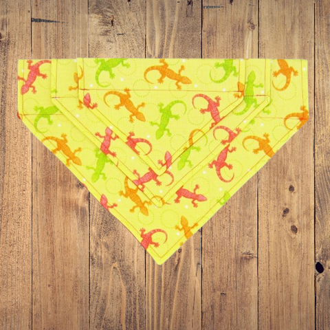 Yellow Lizards Pet Bandana or Bow Tie-4 Sizes Fits Over Collar