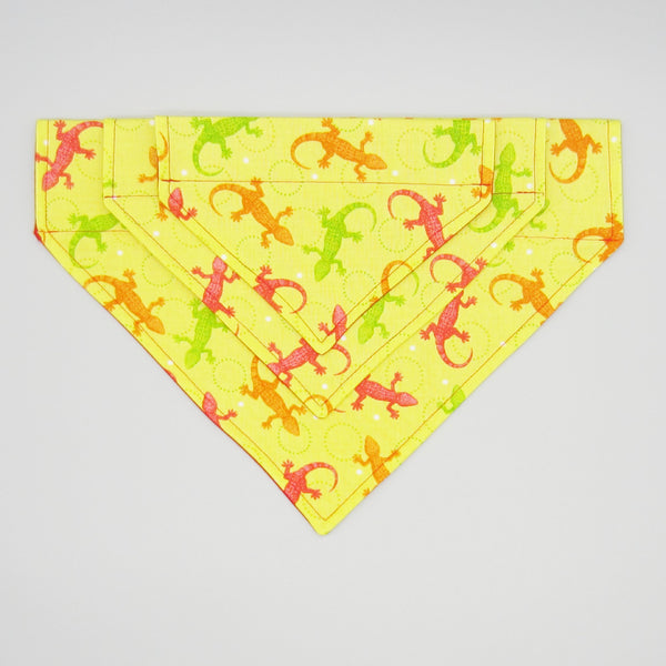 Yellow Lizards Pet Bandana or Bow Tie-4 Sizes Fits Over Collar