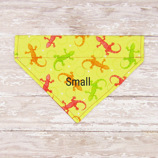 Yellow Lizards Pet Bandana or Bow Tie-4 Sizes Fits Over Collar