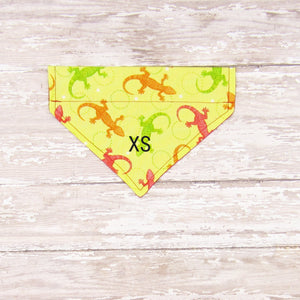 Yellow Lizards Pet Bandana or Bow Tie-4 Sizes Fits Over Collar
