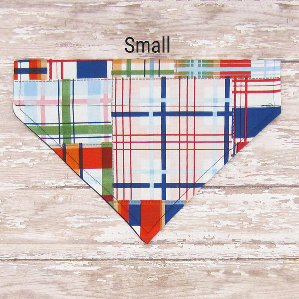 Plaid Pet Bandana - Fits Over Collar 4 Sizes Available - Hold It!