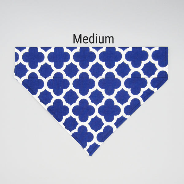Navy Quatrefoil Pet Bandana- Fits Over Collar 4 Sizes Available