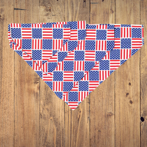 Red, White & Blue Pet Bandana- Fits Over Collar 4 Sizes Available