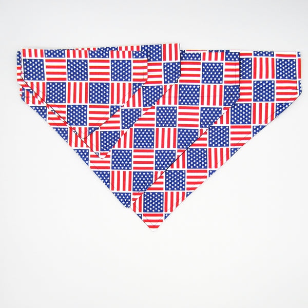 Red, White & Blue Pet Bandana- Fits Over Collar 4 Sizes Available