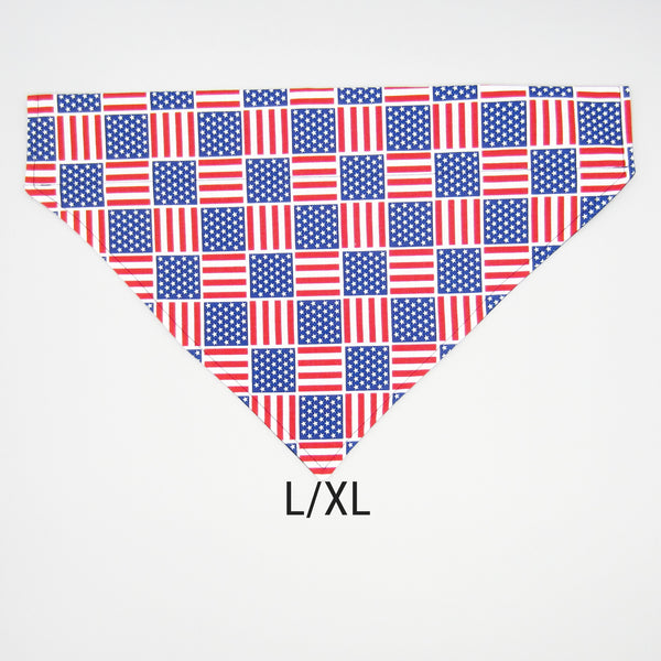 Red, White & Blue Pet Bandana- Fits Over Collar 4 Sizes Available