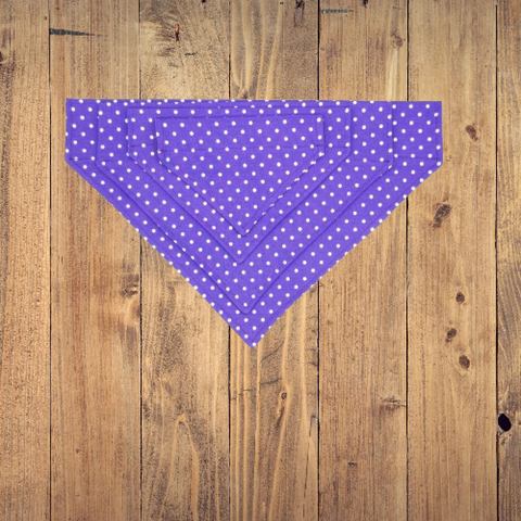 Purple & White Polka Dot Pet Bandana- Fits Over Collar 4 Sizes Available