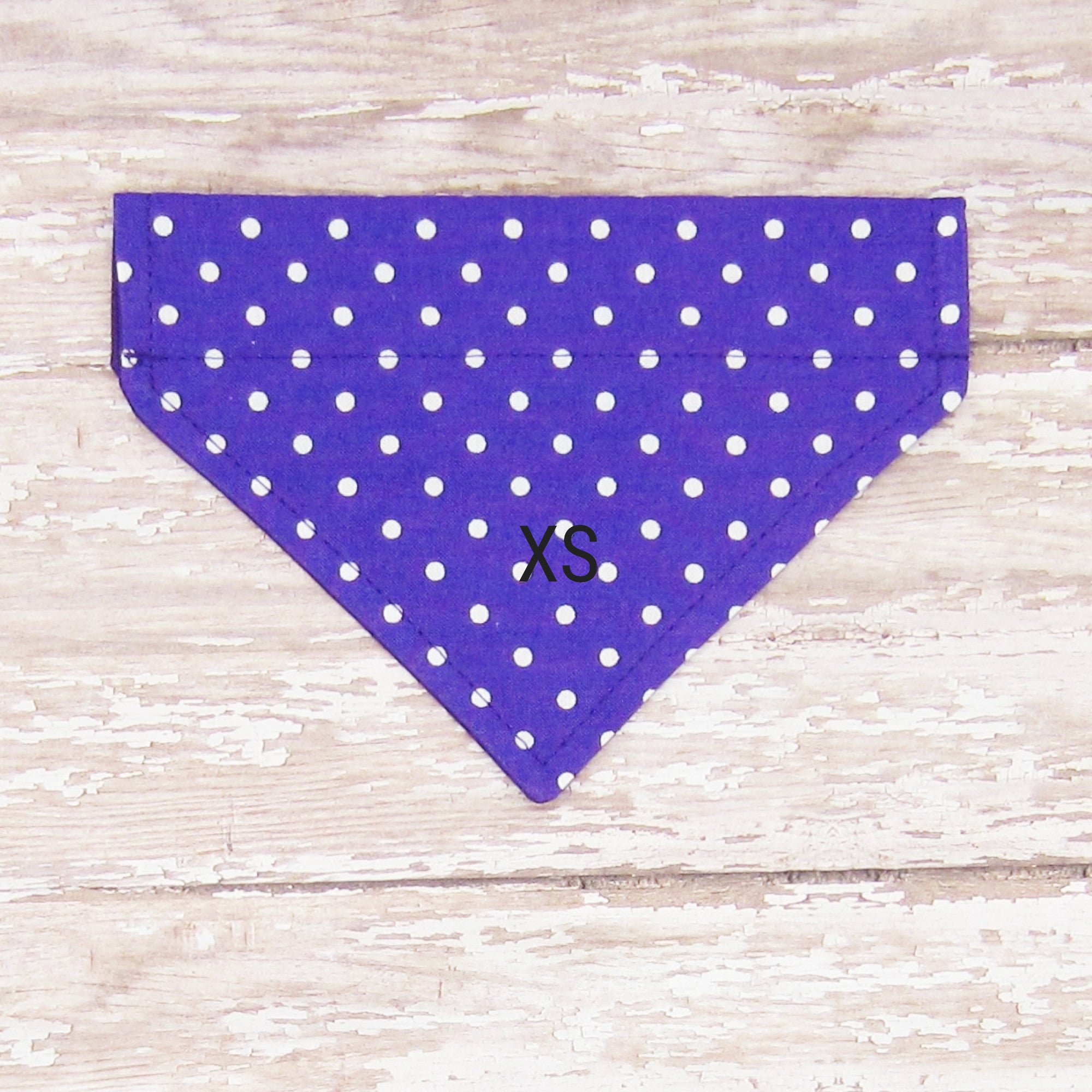 Purple & White Polka Dot Pet Bandana- Fits Over Collar 4 Sizes Available