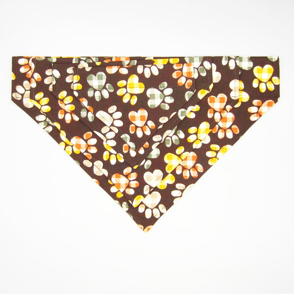 Buffalo Plaid Paw Prints Pet Bandana- Fits Over Collar 4 Sizes Available