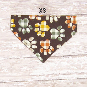 Buffalo Plaid Paw Prints Pet Bandana- Fits Over Collar 4 Sizes Available
