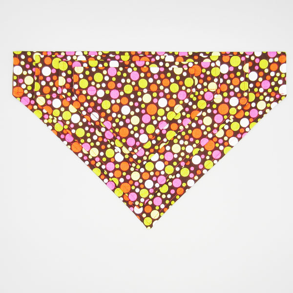 Multicolored Polka Dot Pet Bandana- Fits Over Collar 4 Sizes Available
