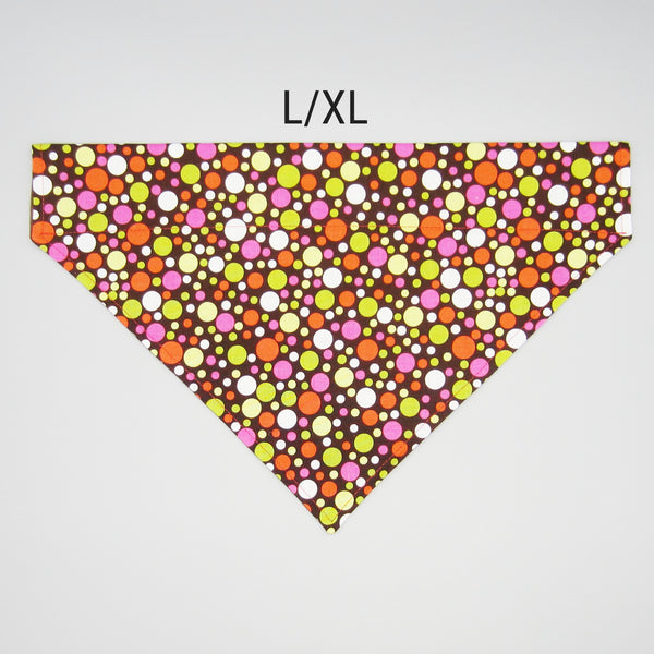 Multicolored Polka Dot Pet Bandana- Fits Over Collar 4 Sizes Available