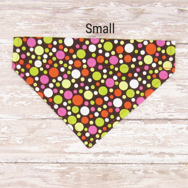 Multicolored Polka Dot Pet Bandana- Fits Over Collar 4 Sizes Available
