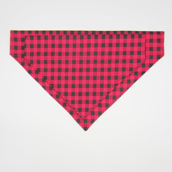 Red Buffalo Plaid Pet Bandana- Fits Over Collar 4 Sizes Available