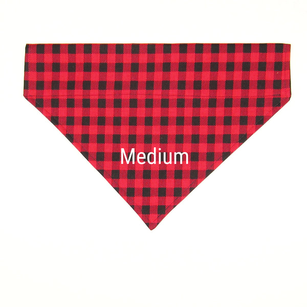 Red Buffalo Plaid Pet Bandana- Fits Over Collar 4 Sizes Available