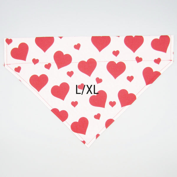 Valentine's Day Heart Pet Bandana- Fits Over Collar 4 Sizes Available