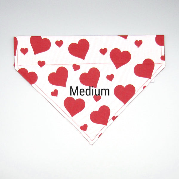 Valentine's Day Heart Pet Bandana- Fits Over Collar 4 Sizes Available