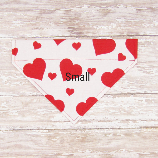 Valentine's Day Heart Pet Bandana- Fits Over Collar 4 Sizes Available