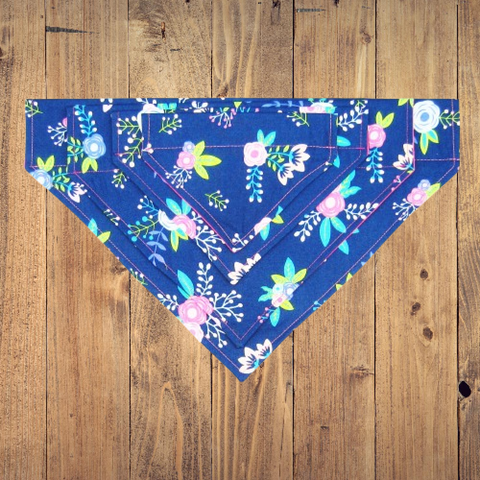Navy Floral Pet Bandana- Fits Over Collar 4 Sizes Available