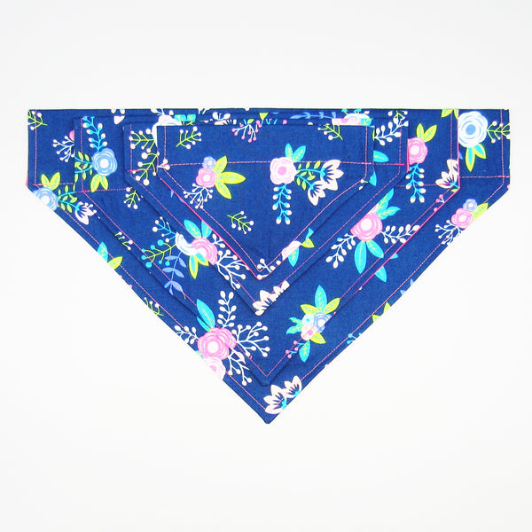 Navy Floral Pet Bandana- Fits Over Collar 4 Sizes Available