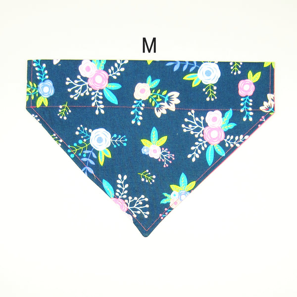 Navy Floral Pet Bandana- Fits Over Collar 4 Sizes Available