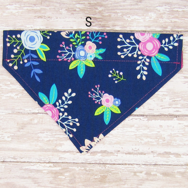Navy Floral Pet Bandana- Fits Over Collar 4 Sizes Available