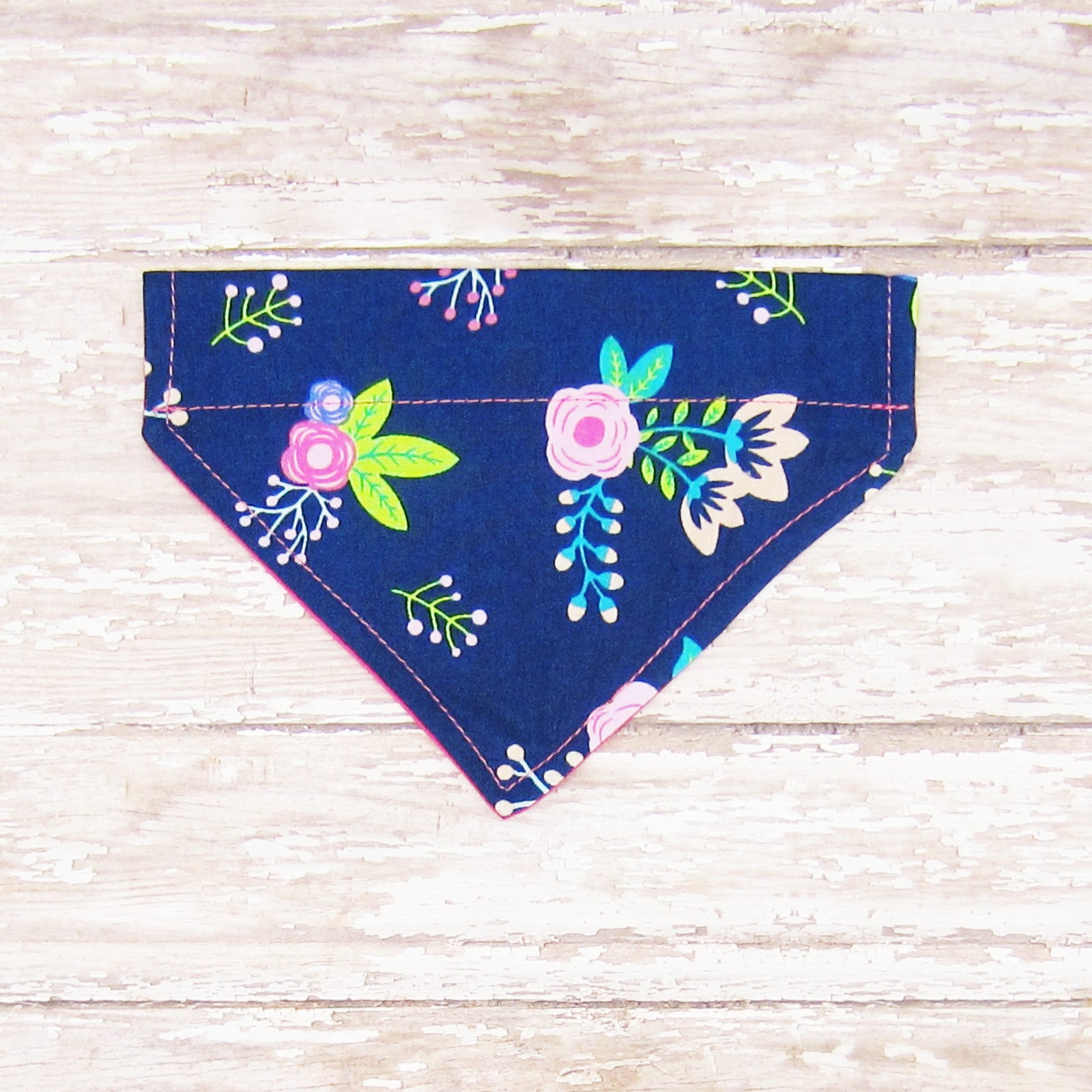 Navy Floral Pet Bandana- Fits Over Collar 4 Sizes Available