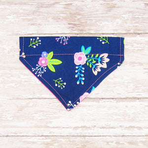 Navy Floral Pet Bandana- Fits Over Collar 4 Sizes Available