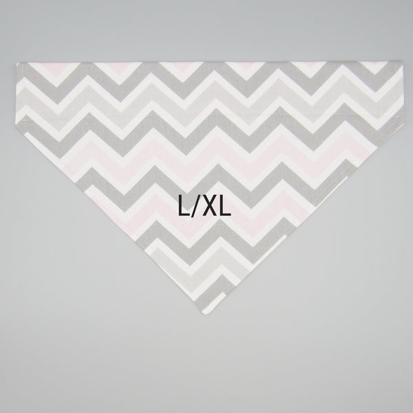 Pink & Grey Chevron Pet Bandana- Fits Over Collar 4 Sizes Available