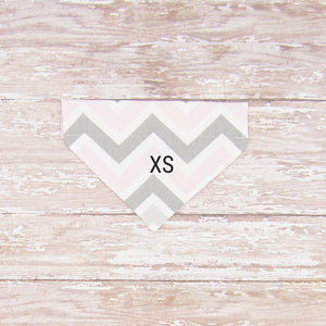 Pink & Grey Chevron Pet Bandana- Fits Over Collar 4 Sizes Available
