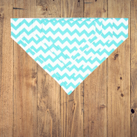 Turquoise Chevron Pet Bandana- Fits Over Collar 4 Sizes Available