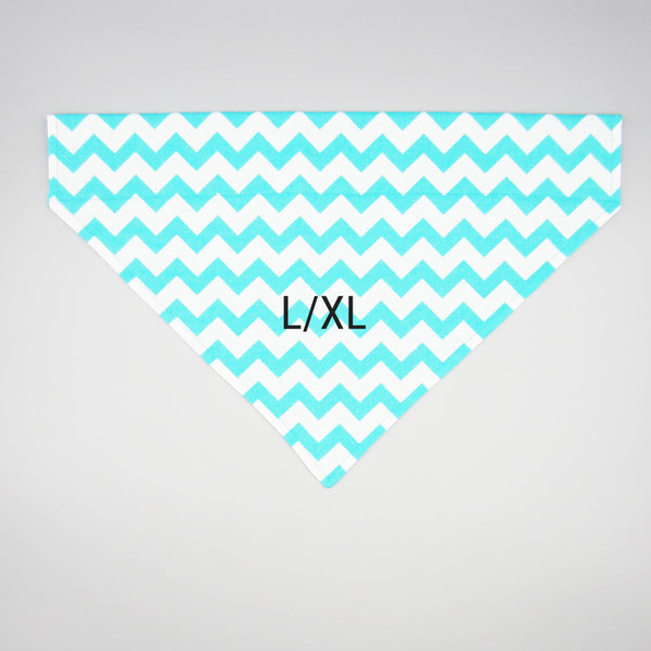 Turquoise Chevron Pet Bandana- Fits Over Collar 4 Sizes Available