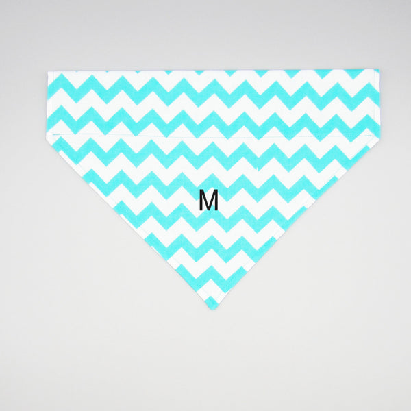Turquoise Chevron Pet Bandana- Fits Over Collar 4 Sizes Available