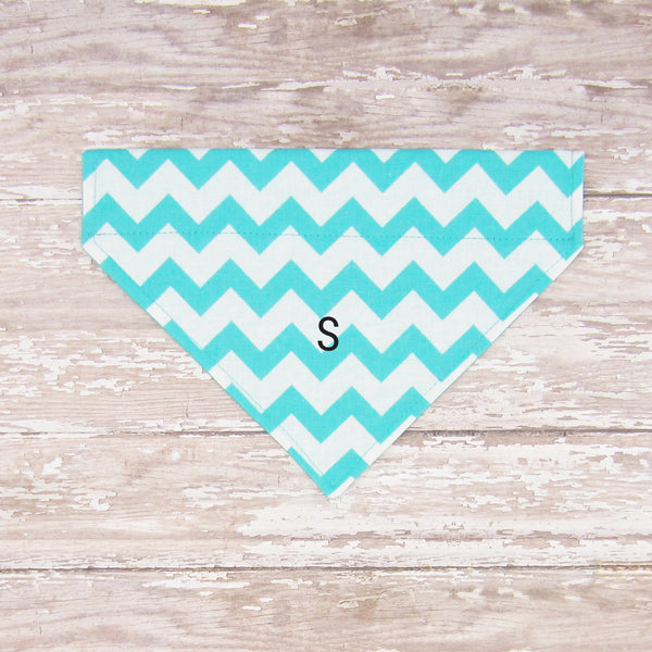 Turquoise Chevron Pet Bandana- Fits Over Collar 4 Sizes Available