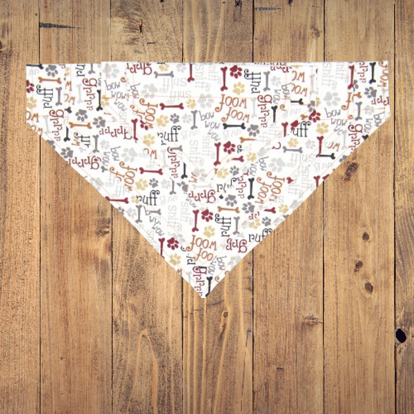 Woof Woof Pet Bandana- Fits Over Collar 4 Sizes Available