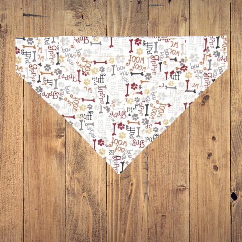 Woof Woof Pet Bandana- Fits Over Collar 4 Sizes Available
