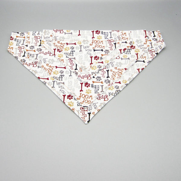 Woof Woof Pet Bandana- Fits Over Collar 4 Sizes Available