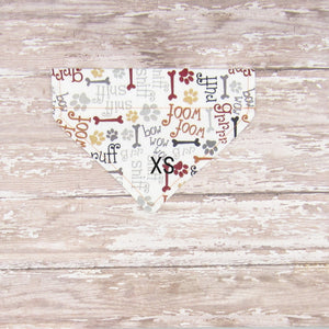 Woof Woof Pet Bandana- Fits Over Collar 4 Sizes Available