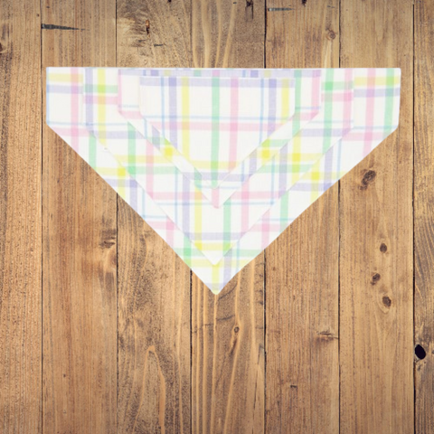 Pastel Plaid Pet Bandana- Fits Over Collar 4 Sizes Available