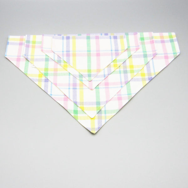 Pastel Plaid Pet Bandana- Fits Over Collar 4 Sizes Available