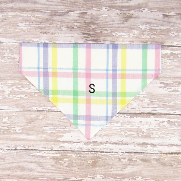 Pastel Plaid Pet Bandana- Fits Over Collar 4 Sizes Available