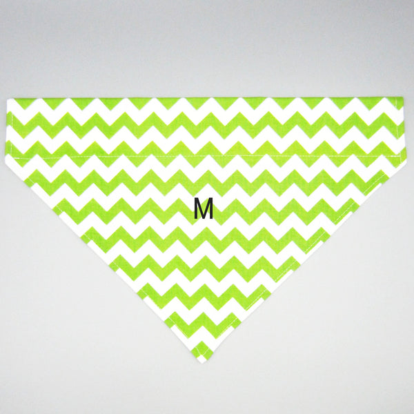 Green & White Chevron Pet Bandana- Fits Over Collar 4 Sizes Available
