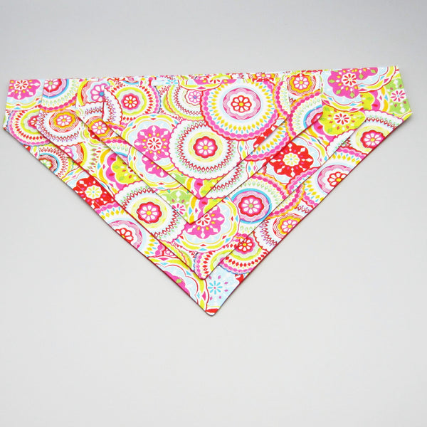 Bright Mosaic Pet Bandana- Fits Over Collar 4 Sizes Available