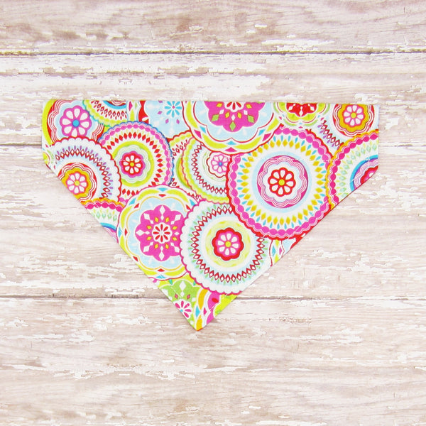 Bright Mosaic Pet Bandana- Fits Over Collar 4 Sizes Available