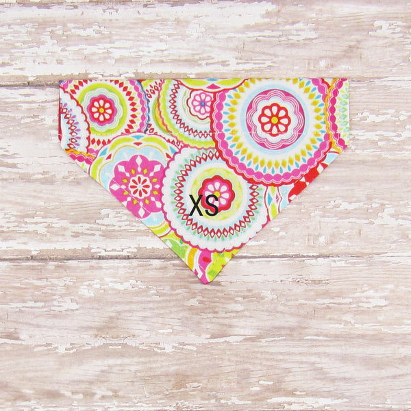 Bright Mosaic Pet Bandana- Fits Over Collar 4 Sizes Available