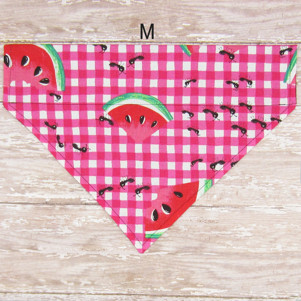Watermelon Picnic Plaid Pet Bandana- Fits Over Collar 4 Sizes Available